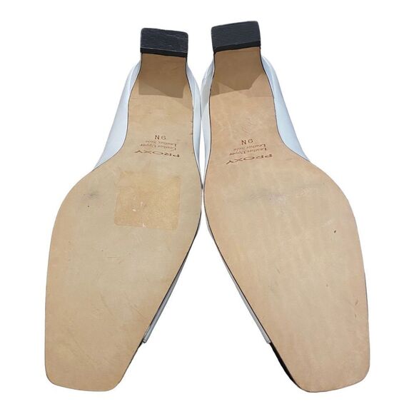 Proxy White Black Women's Leather Slip-on Low Heels 9 9N - Picture 6 of 6